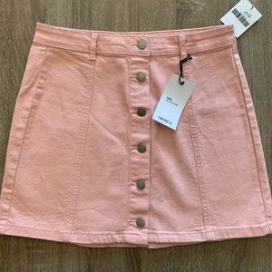 Pink Denim Button Up Skirt